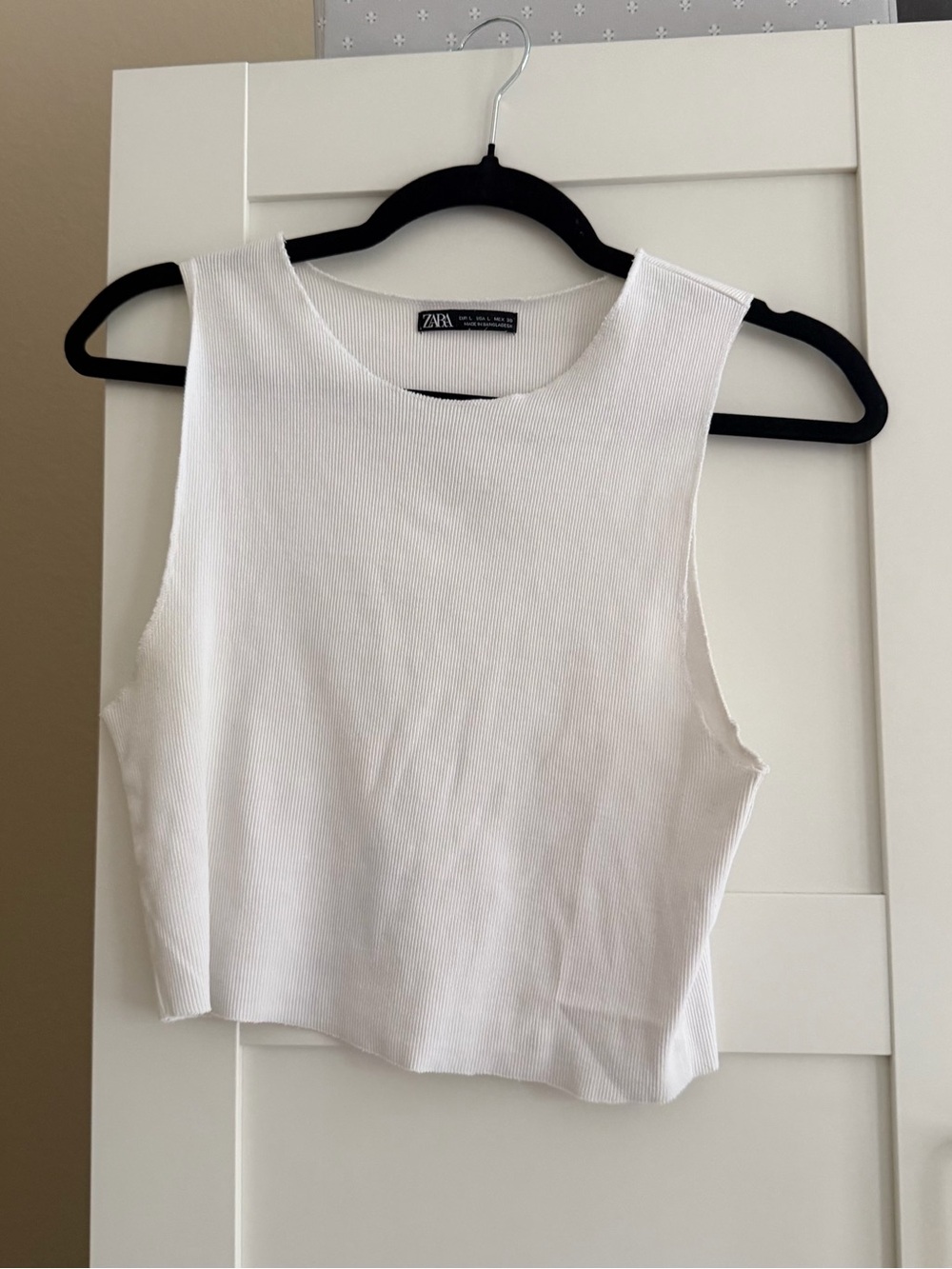 White Zara Ribbed Tank Top - Size L